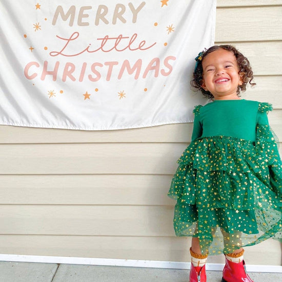 Load image into Gallery viewer, Emerald Shimmer Christmas Long Sleeve Tutu Dress
