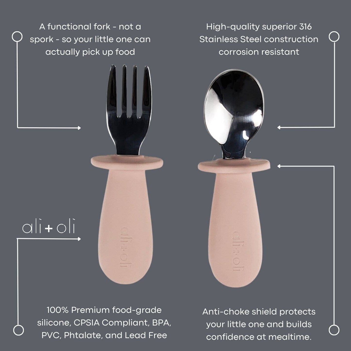 Spoon & Fork Learning Set for Toddlers (Pink) 6m+
