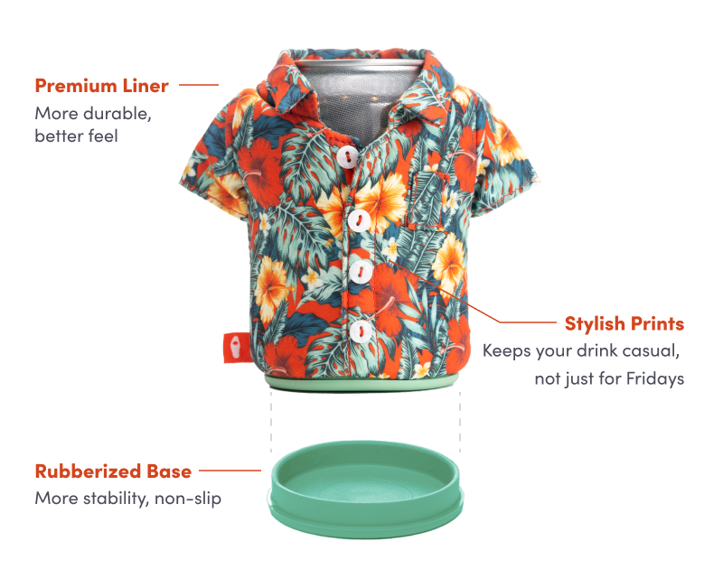The Aloha - 12 oz Insulated Can Sleeve - Sailor Blue Floral