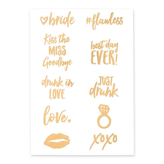 Temporary Gold Bachelorette Party Tattoos