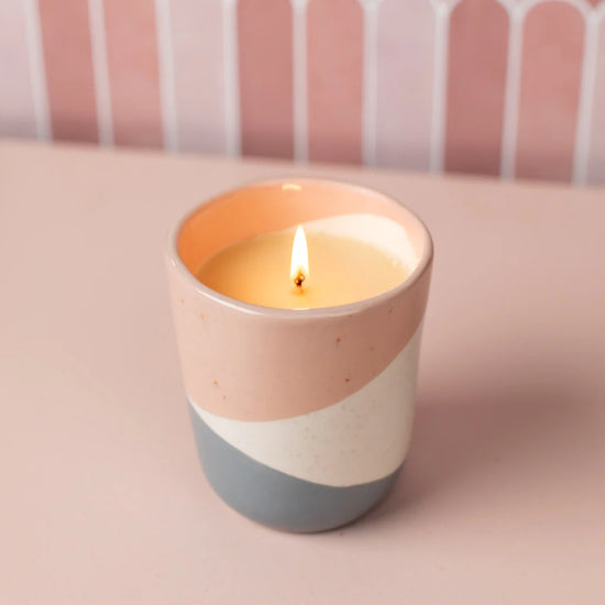 Sweet Grace Neutral Grey/Pink Ceramic Pot Candle