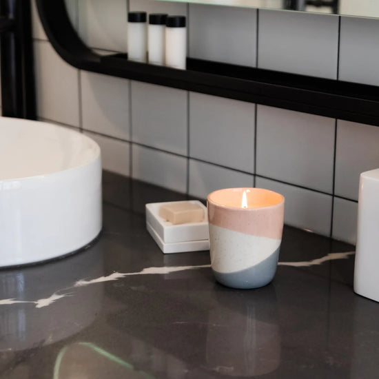 Sweet Grace Neutral Grey/Pink Ceramic Pot Candle
