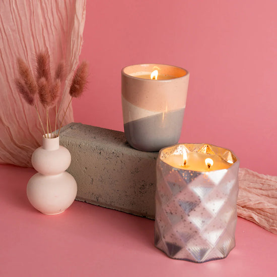 Sweet Grace Neutral Grey/Pink Ceramic Pot Candle