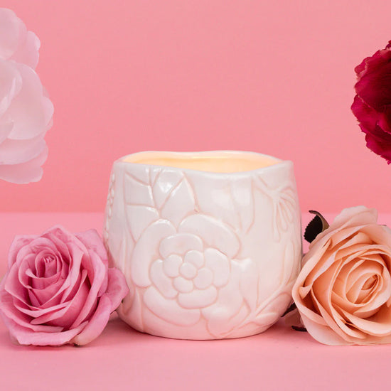 Load image into Gallery viewer, Sweet Grace Floral Ceramic Pot Candle
