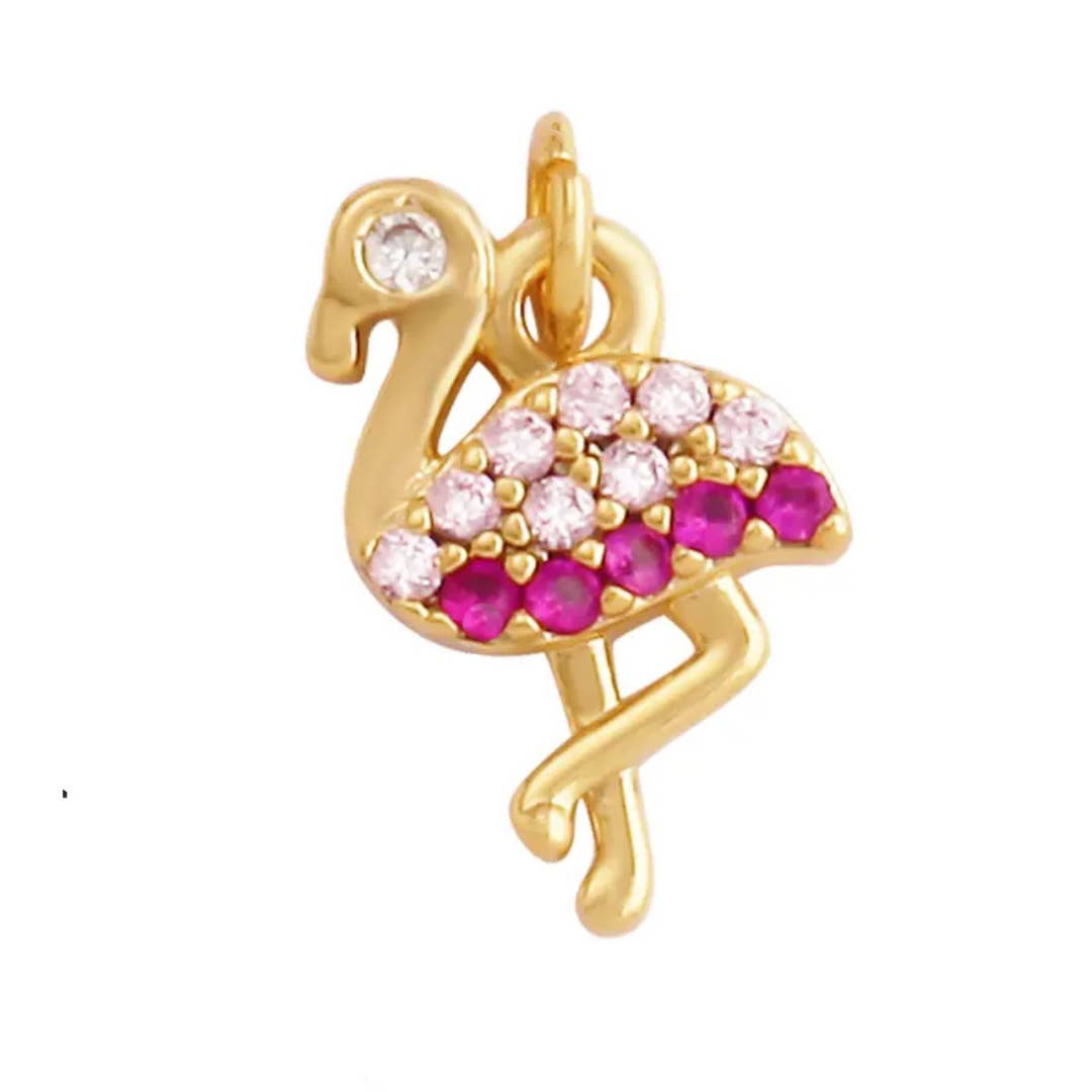 Pink Flamingo Charm For Charm Necklace & Bracelet