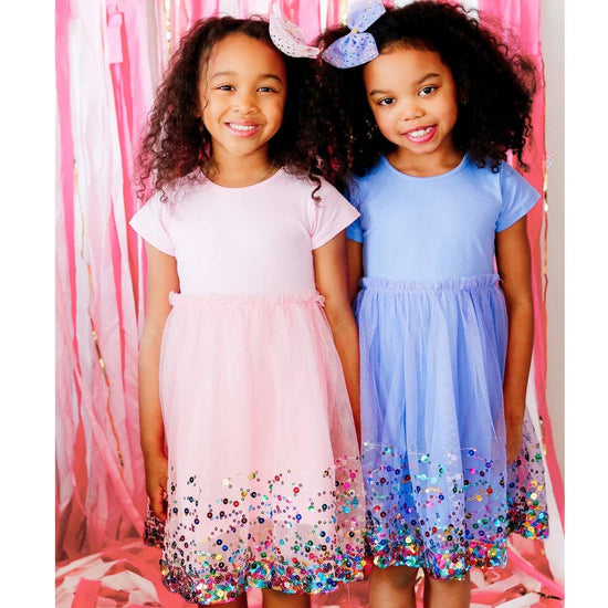 Load image into Gallery viewer, Lavender Confetti Short Sleeve Tutu Dress

