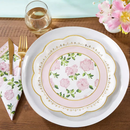 Pink Tea Time Whimsy 9in Premium Paper Plates Set of 16