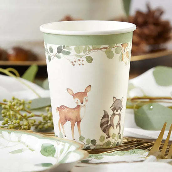Load image into Gallery viewer, Woodland Cups 8oz Set of 16
