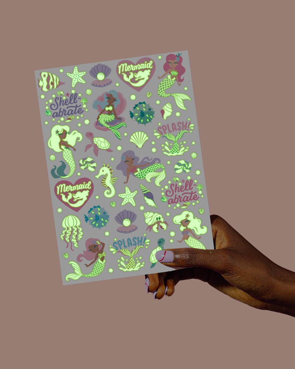 Mermaid Glo Tats - 48 foil temporary tattoos