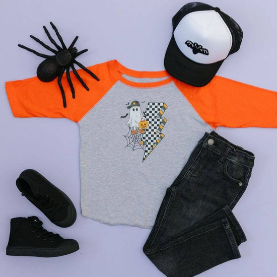 Load image into Gallery viewer, Checker Ghost Halloween 3/4 Sleeve Shirt
