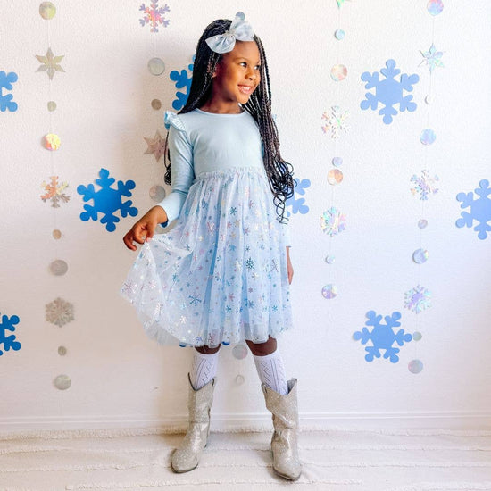 Load image into Gallery viewer, Snow Princess Iridescent Long Sleeve Tutu Dress
