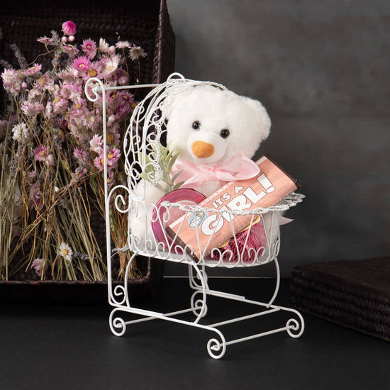 White Wire Baby Carriage