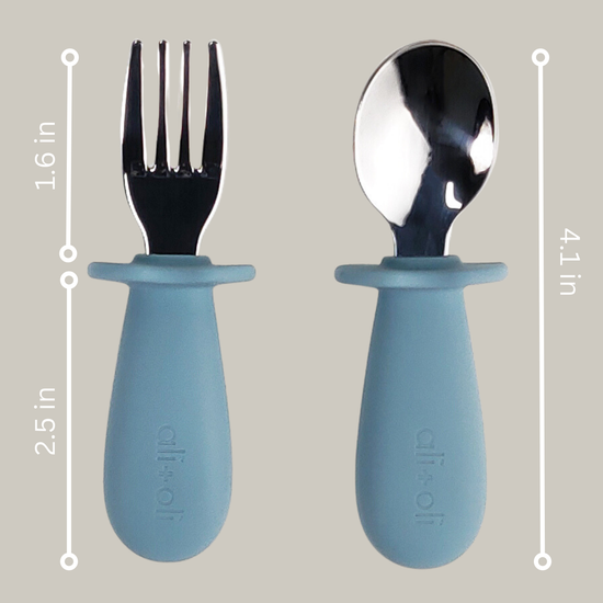 Load image into Gallery viewer, Spoon &amp;amp; Fork Learning Set for Toddlers (Blue) 6m+
