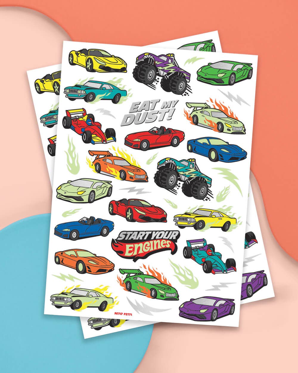 Racecar Glow In The Dark Kids Temporary Tattoos, Bday Favor