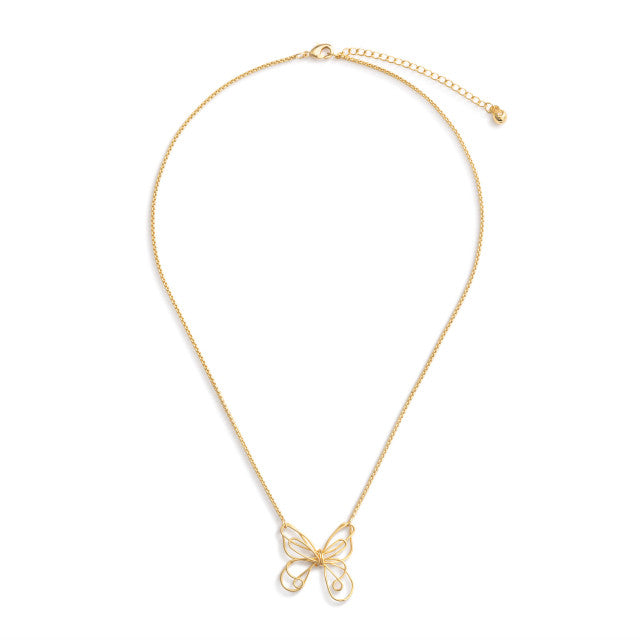 Butterfly Open Charm Gold Necklace 16in