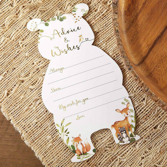 Load image into Gallery viewer, Woodland Baby Shower Advice Card &amp;amp; Game (Set of 50)
