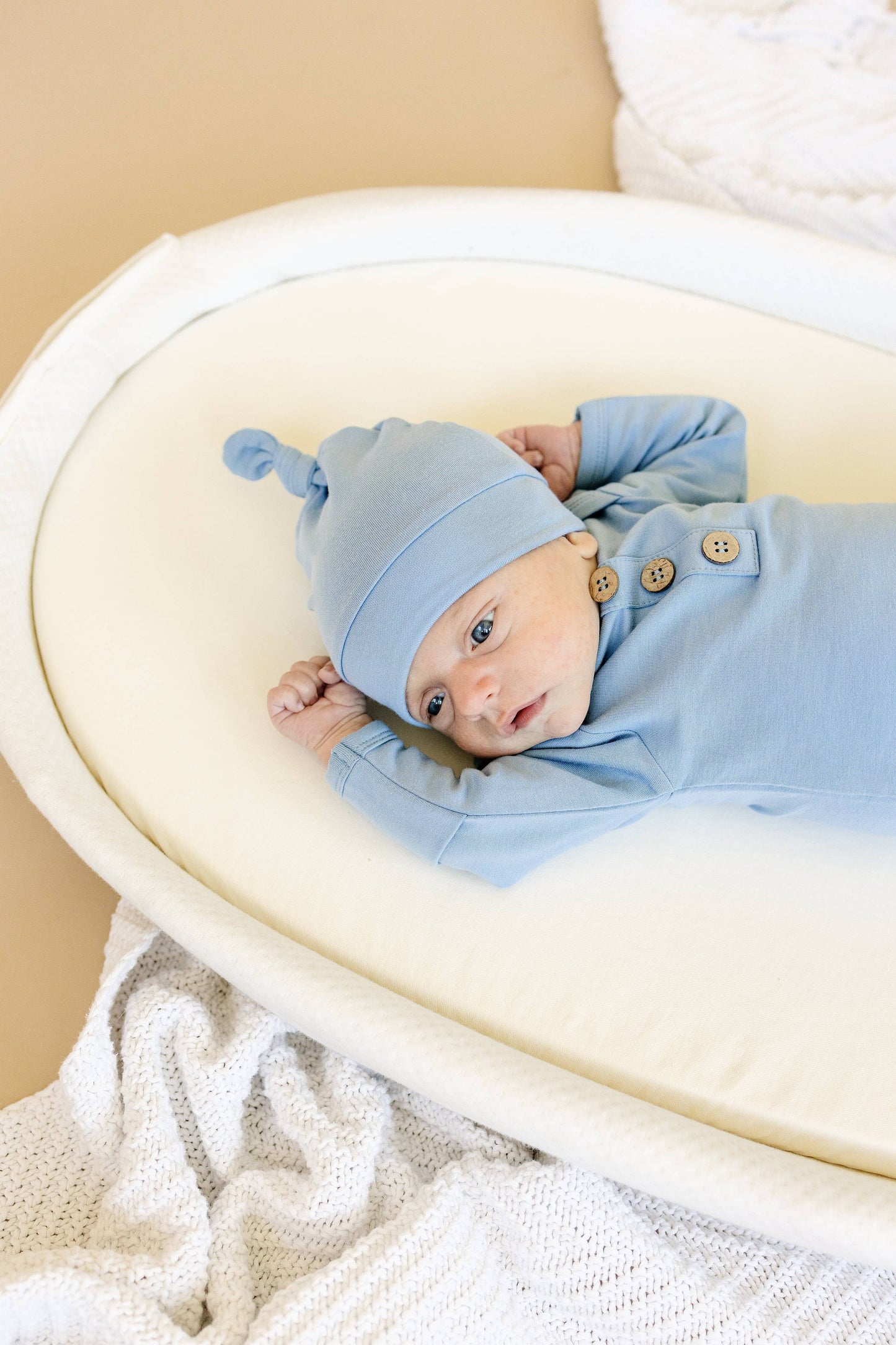 Newborn Bamboo Gown & Hat Set: Blue / Gown & Hat Set