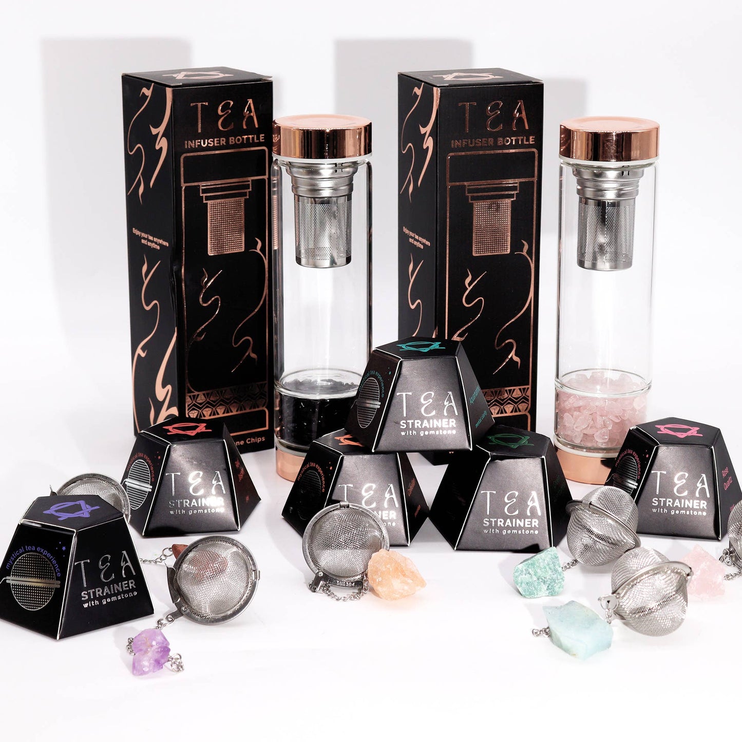 Rose Quartz Raw Crystal Gemstone Tea Strainer