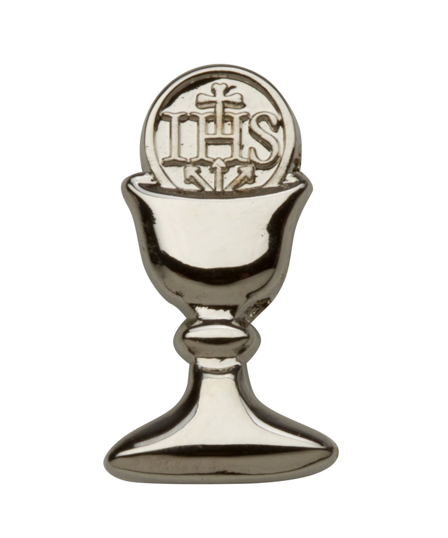 Black Stripe / Silver-tone Boy's First Communion Tie and Chalice Pin Set