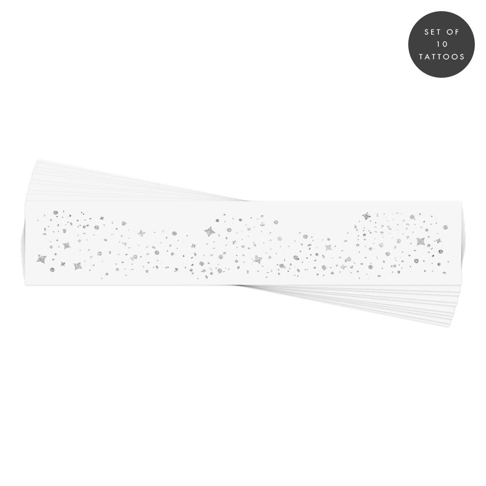 Silver Galactic Face Freckles Temporary Tattoo