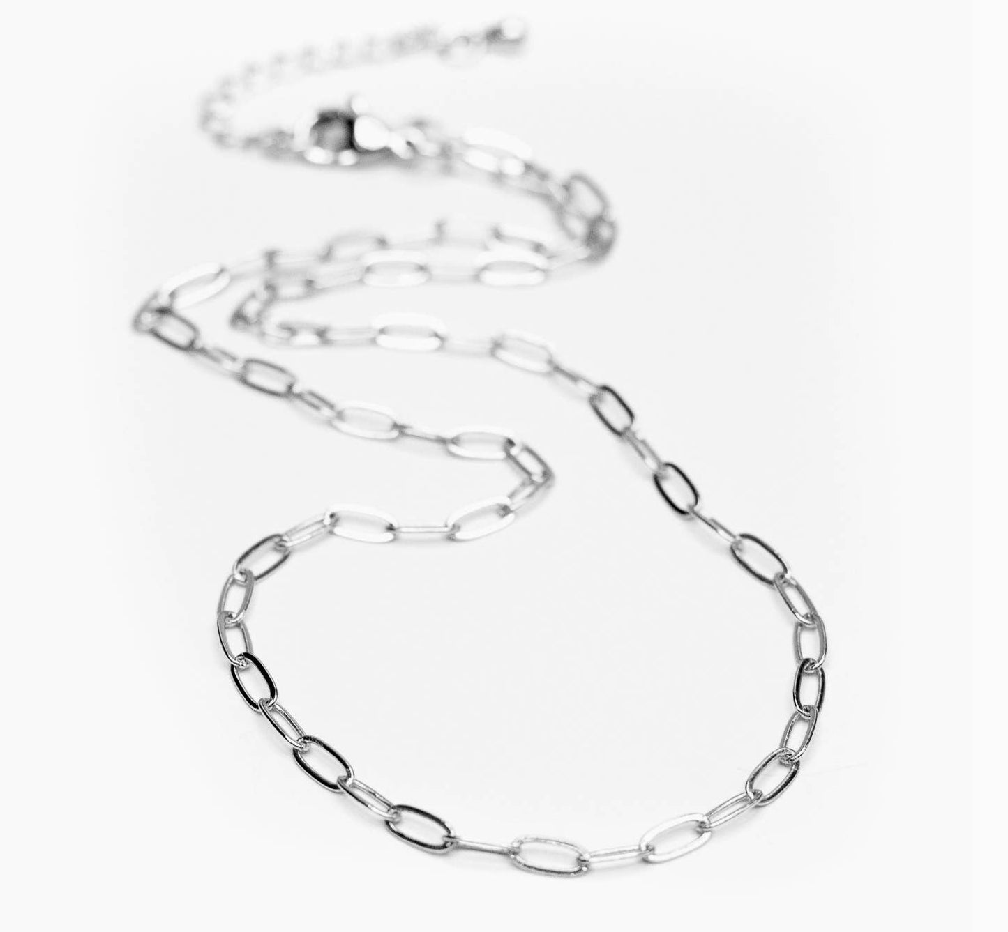 Silver Paperclip Chainlink Necklace : Small