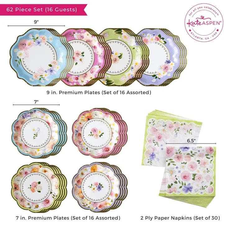 7" Tea Time party Plates (16 guests)