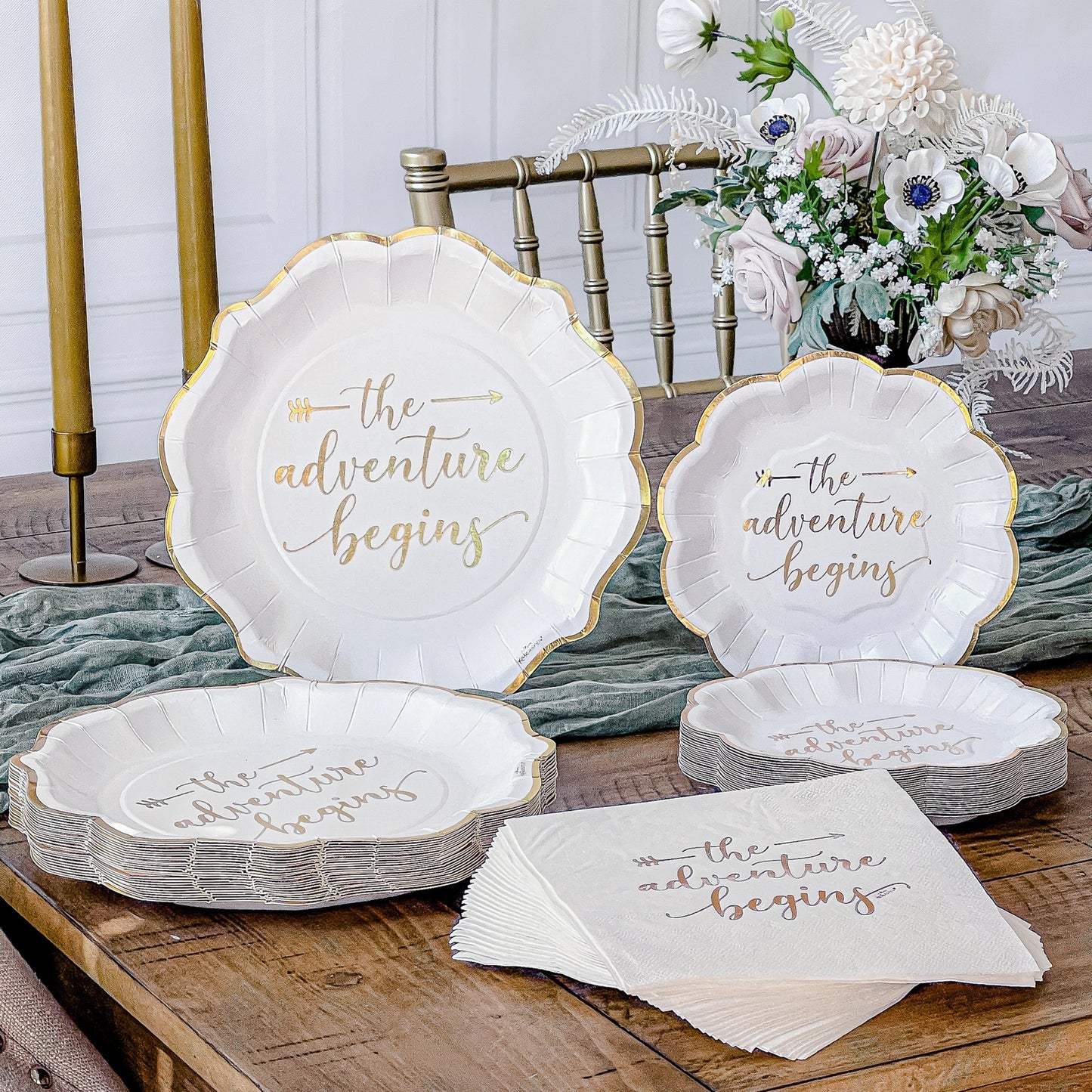 The Adventure Begins 72 Piece Party Tableware set (24 Guests)