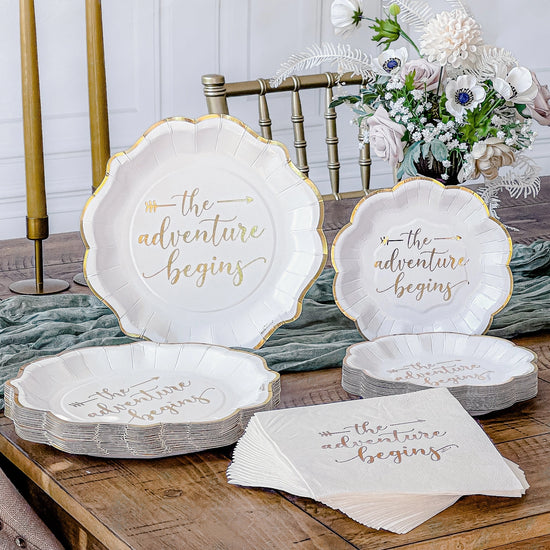 The Adventure Begins 72 Piece Party Tableware set (24 Guests)