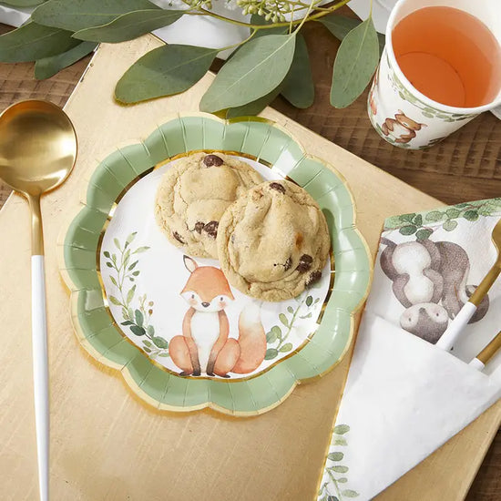 Foxy Woodland Baby 7" Premium Paper Plates (set of 16)