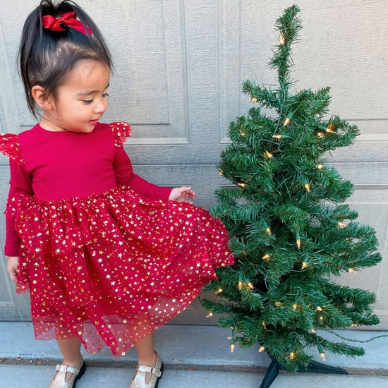 Load image into Gallery viewer, Scarlett Shimmer Christmas Long Sleeve Tutu Dress
