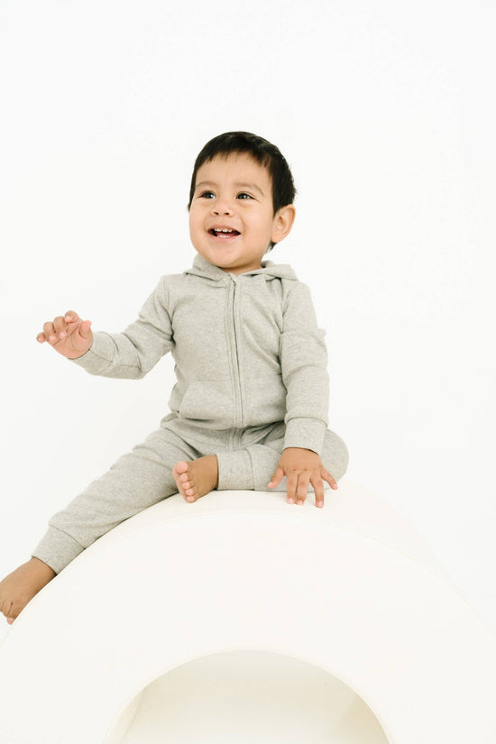 Ash Gray Zip Up Hooded Romper