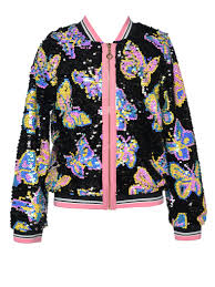 Butterfly Print Sequin Jacket