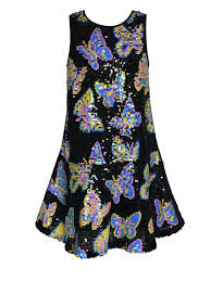Butterfly Print Sequin Dress