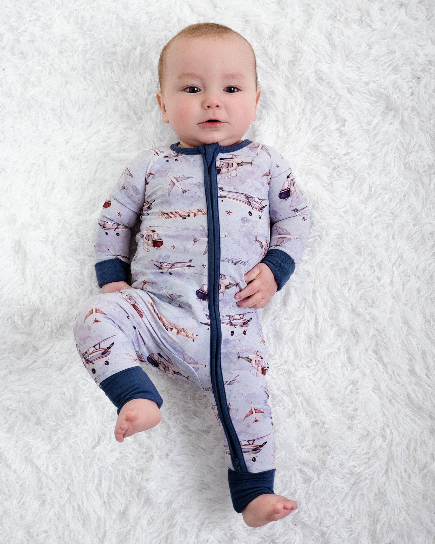 Plane & Simple (Airplanes) Bamboo baby pajamas convertible Romper Zipper baby clothes