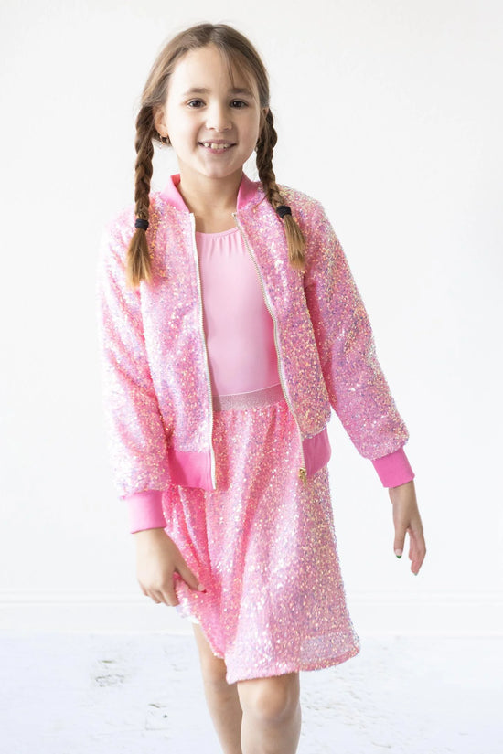 Load image into Gallery viewer, Pink Sequin Bomber Jacket
