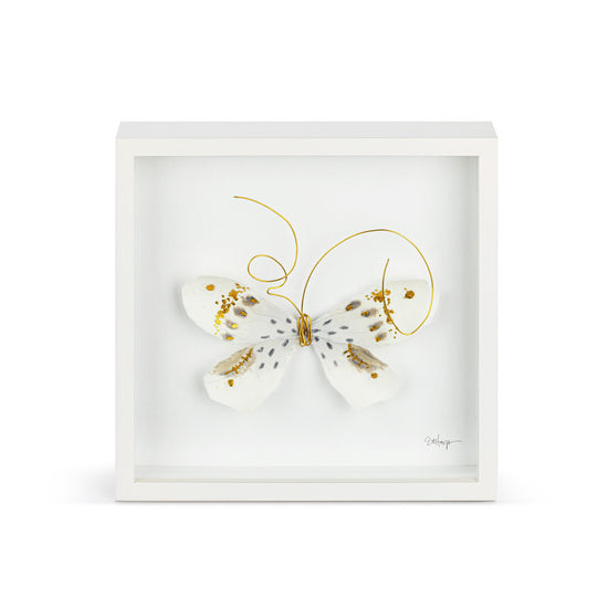 White & Gold Butterfly Wall Art 10"sq