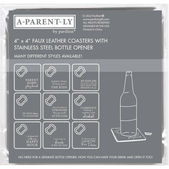 Load image into Gallery viewer, Parent Hard - 4&amp;quot; x 4&amp;quot; Bottle Opener Coaster
