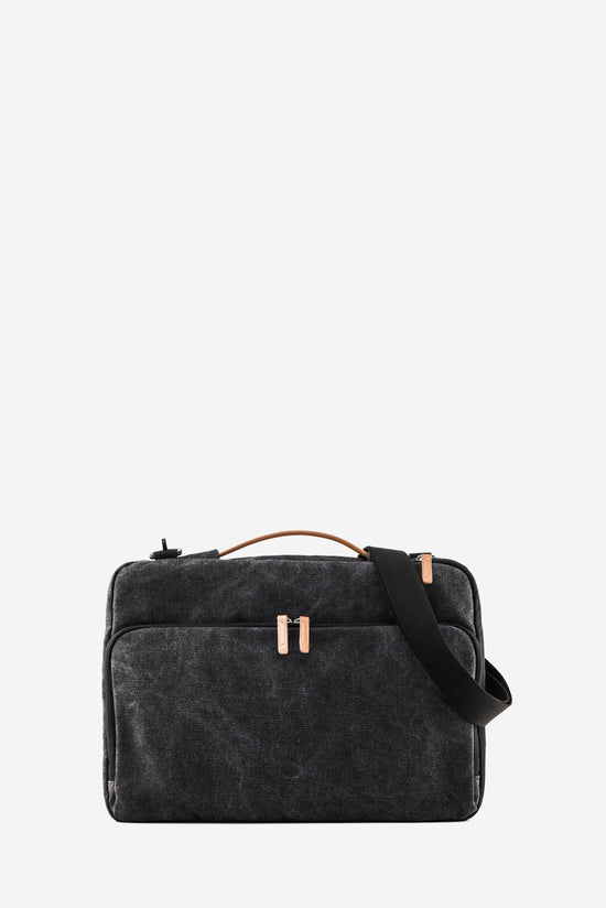 Load image into Gallery viewer, 17&amp;quot; Canvas Laptop Bag With Cross Strap - Black

