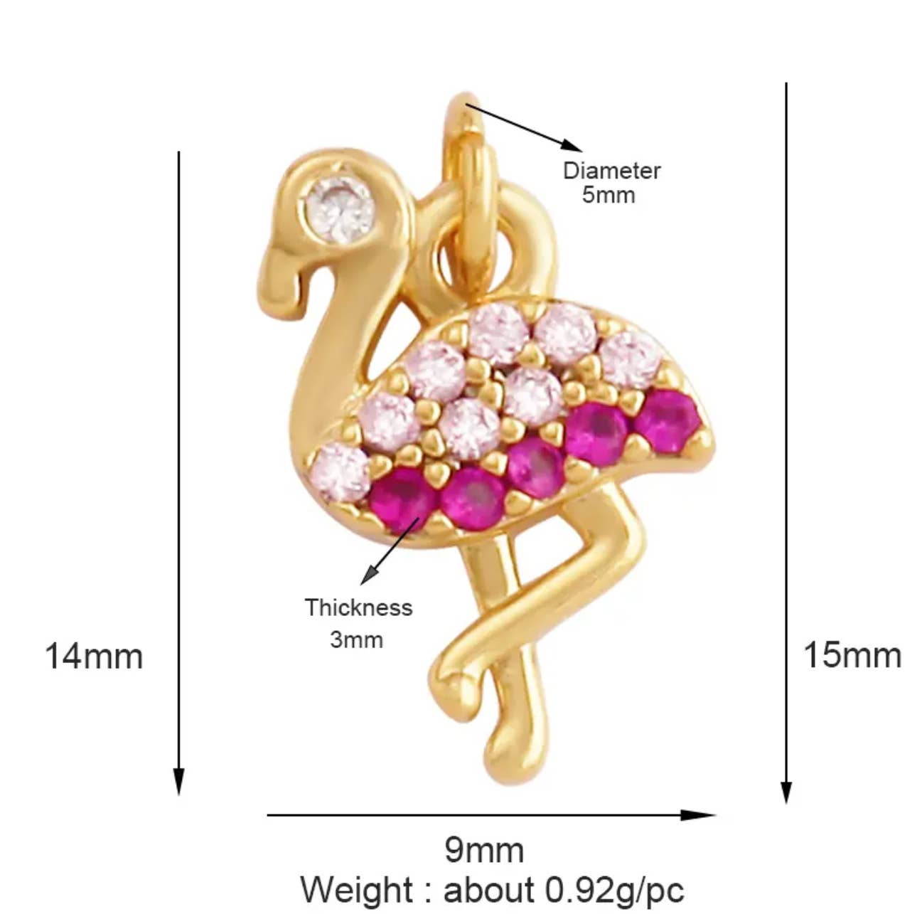 Pink Flamingo Charm For Charm Necklace & Bracelet