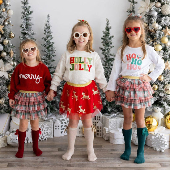 Load image into Gallery viewer, Reindeer Sequin Christmas Tutu - Kids Holiday Skirt
