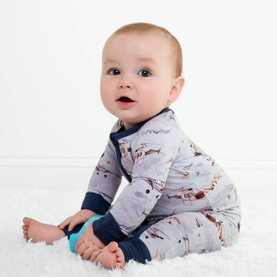Plane & Simple (Airplanes) Bamboo baby pajamas convertible Romper Zipper baby clothes