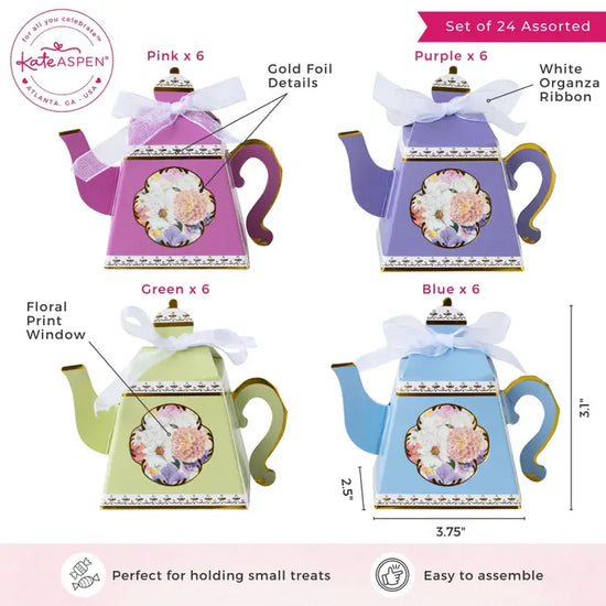 Assorted Tea Time Teapot Favor Box (Set of 24)