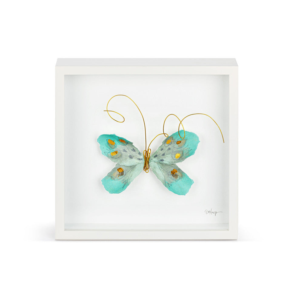 Turquoise&Gold Butterfly Wall Art 10"sq