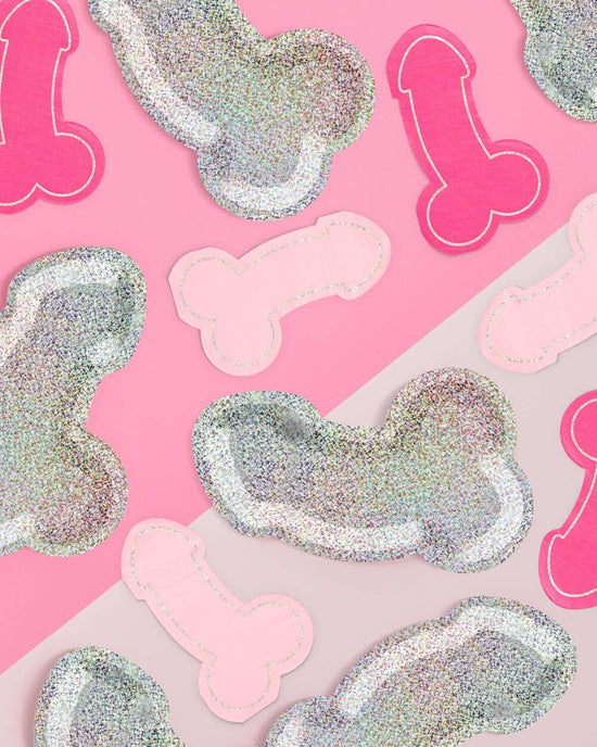 Naughty Bachelorette Foil Penis Napkin, Party Decor, Bridal
