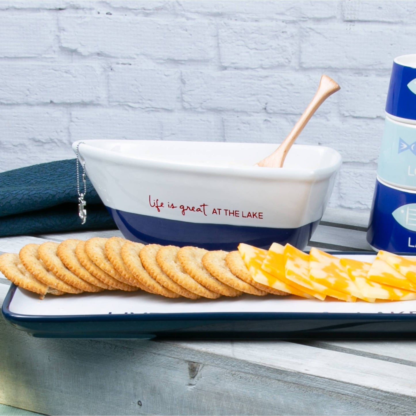 At the Lake - 7" Boat Serving Dish with Oar