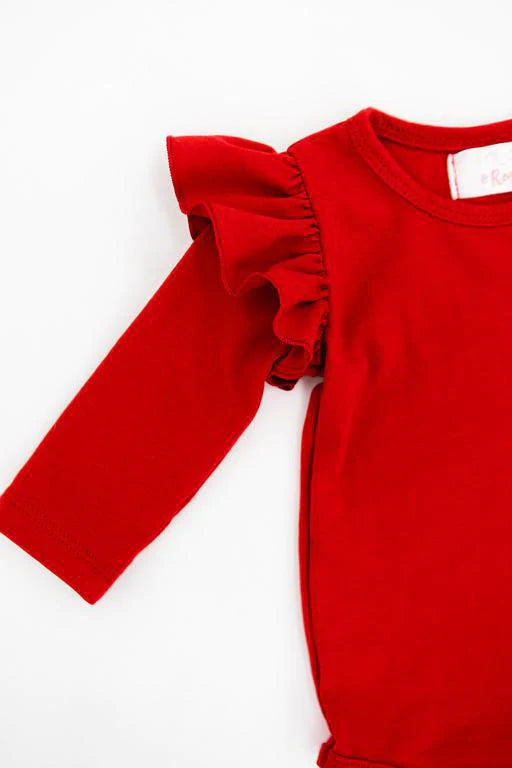 Load image into Gallery viewer, Red L/Sleeve Flutter Bodysuit
