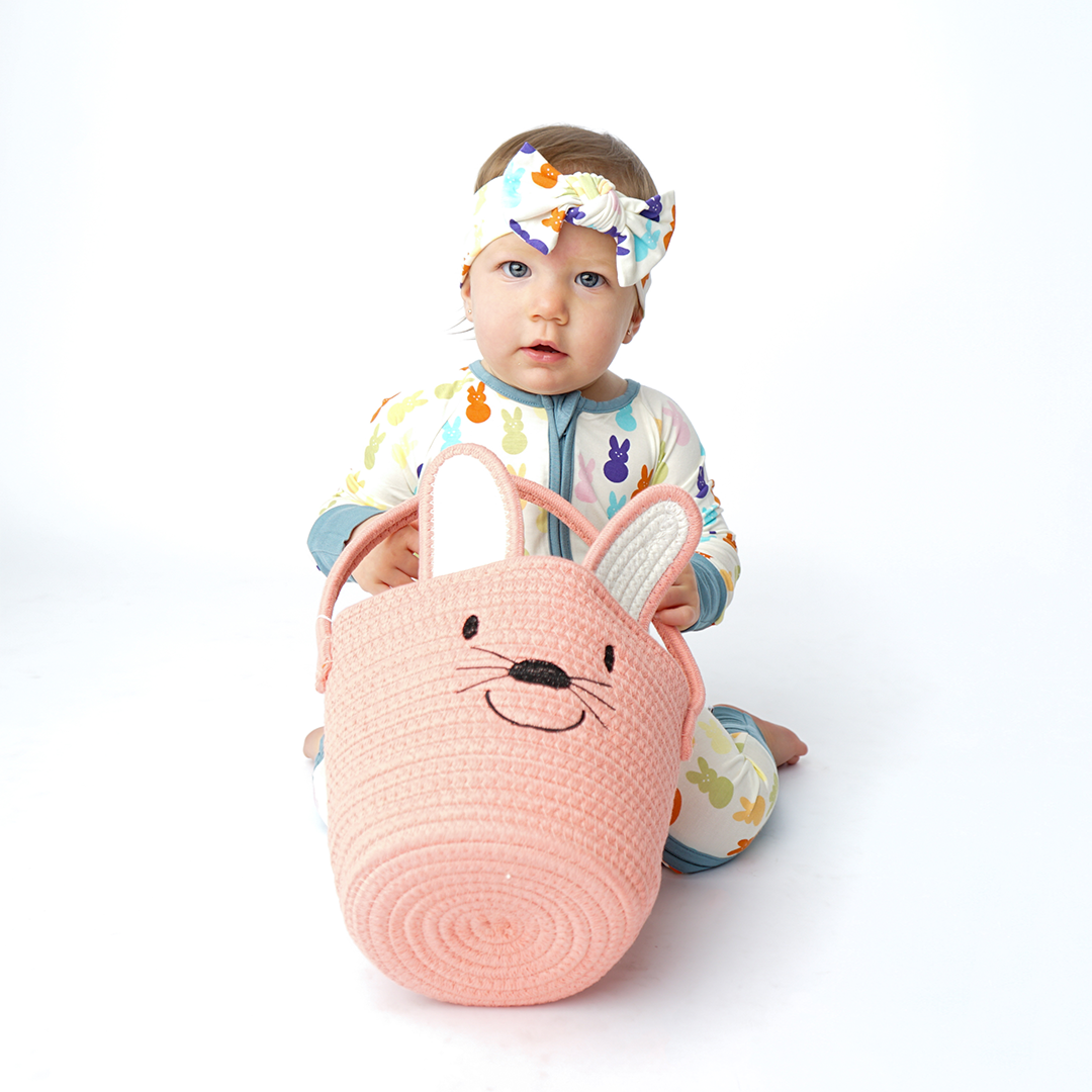 Pink Bunny Rope Easter Basket