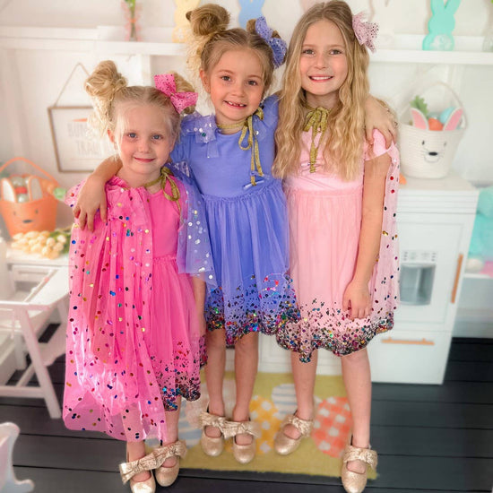 Load image into Gallery viewer, Lavender Confetti Short Sleeve Tutu Dress
