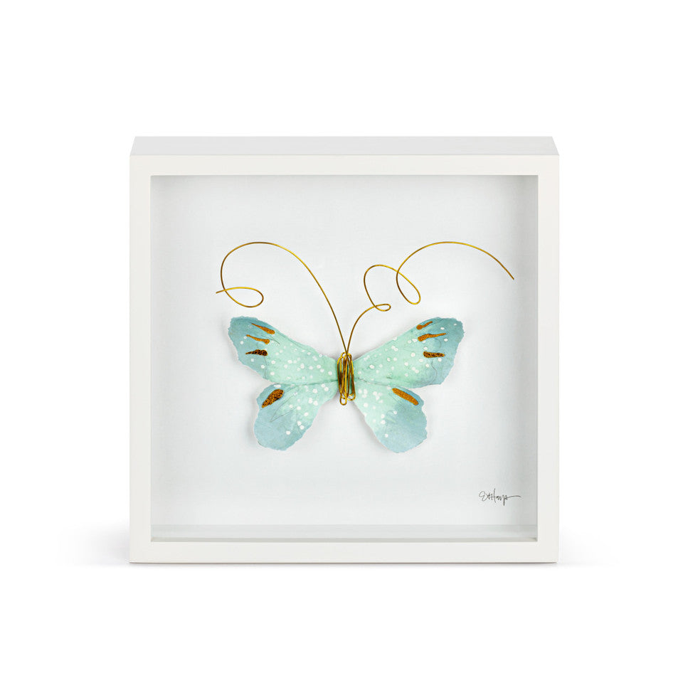 Light Blue Butterfly Wall Art 10"sq
