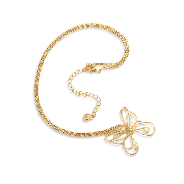 Butterfly Open Charm Gold Necklace 16in